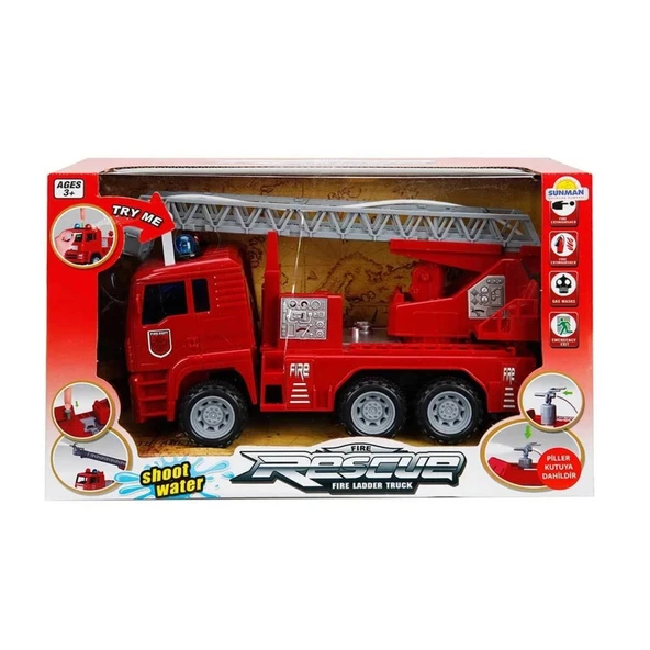 66110 Maxx Wheels Sesli ve Işıklı Su Fışkırtan İtfaiye Aracı 24 cm ürün görseli 1
