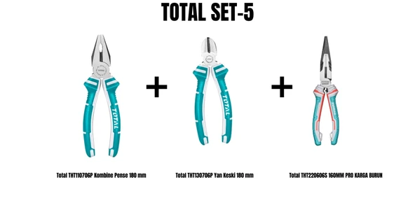 Total Set-5 (Kombine Pense 180 mm+Yan Keski 180 mm+160MM PRO KARGA BURUN) ürün görseli 1
