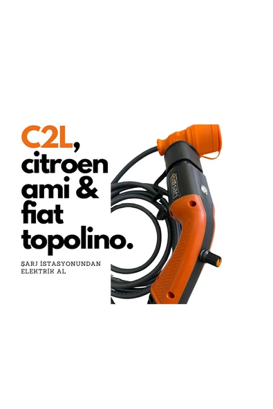 Evoşarj Citroen Ami Ve Fiat Topolino Ac Şarj Kablosu, 3mt Uzatmalı, Ac ürün görseli 1