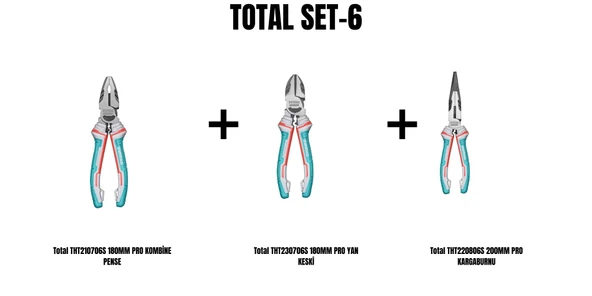 Total Set-6 (180MM PRO KOMBİNE PENSE+180MM PRO YAN KESKİ+200MM PRO KARGABURNU) ürün görseli 1