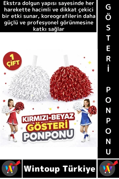 #Ponpon Hafif Esnek Okul Yıl Sonu Gösteri Etkinlik Tören Spor Dans Şık Ekstra Dolgun Ponpon 1 Çift ürün görseli 1