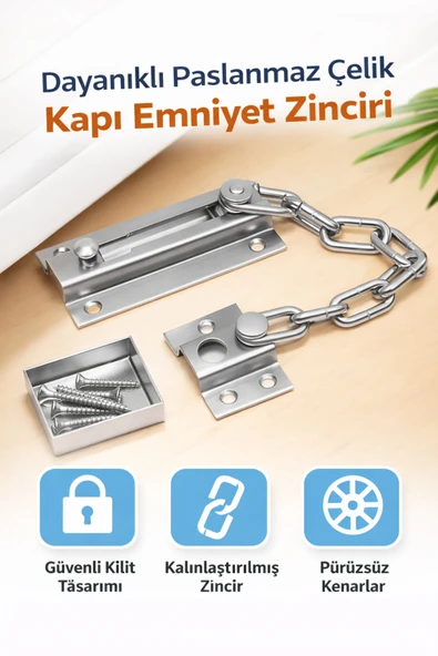 DESIPHON Sürgülü Kapı Kilidi Demir Pencere Emniyet Zinciri Çelik Kapı Güvenlik Kilidi Dayanıklı Metal ürün görseli 1