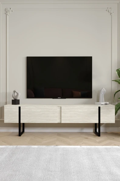 AYMOBSAN Serenity Metal Ayaklı Tv Ünitesi 180 cm - Atlantik Çam ürün görseli 1
