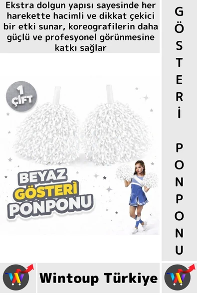 #Ponpon Hafif Esnek Okul Yıl Sonu Gösteri Etkinlik Tören Spor Dans Şık Ekstra Dolgun Ponpon 1 Çift ürün görseli 1