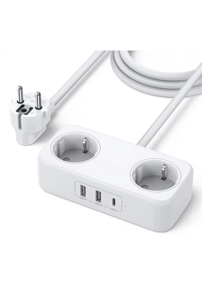 Ugreen Type-C USB Çıkışlı 2'li 1.8 m Akım Korumalı Priz Teşhir ürün görseli 1