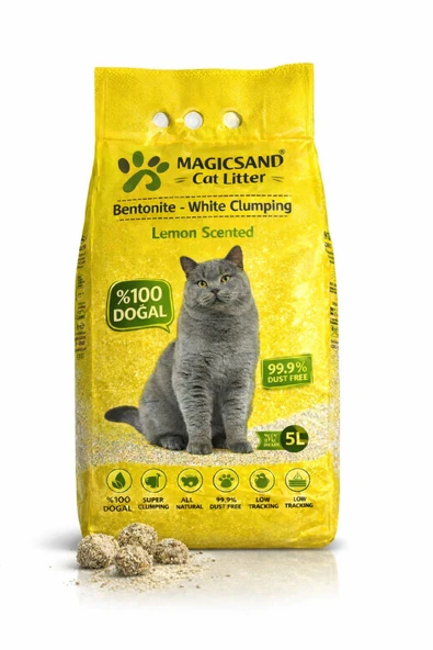 Limon Kokulu İnce taneli Kedi kumu Bentonit 5 Lt ürün görseli 1