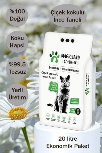 Çiçek Kokulu İnce Taneli Kedi Kumu 20 lt ürün görseli 1