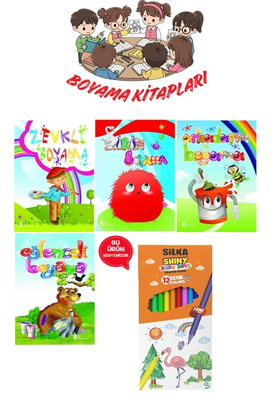 4 lü Boyama Kitabı Seti (Kuru Boya Hediyeli) ürün görseli 1