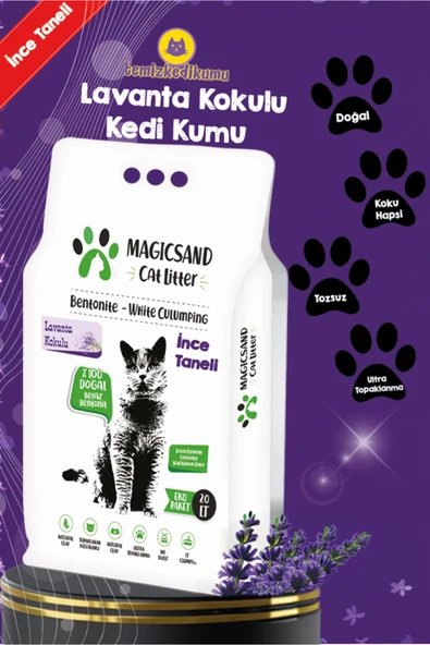 Lavanta Kokulu İnce Taneli Kedi Kumu 20 lt ürün görseli 1