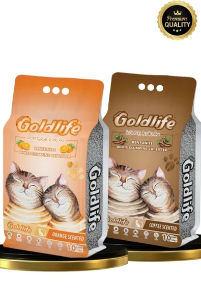 Gold Premium 2*10 Litre Kedi Kumu (Portakal 10 litre + Kahve Kokulu 10 Litre Kedi Kumu) ürün görseli 1