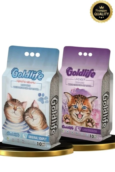 Gold Premium 2*10 Litre Kedi Kumu (Lavanta Kokulu 10 litre + M.Sabun Kokulu 10 Litre Kedi Kumu) ürün görseli 1
