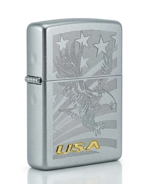 Zippo Bold Eagle Satin Chrome Dizayn Çakmak - Resim 2