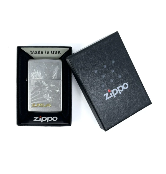 Zippo Bold Eagle Satin Chrome Dizayn Çakmak - Resim 4