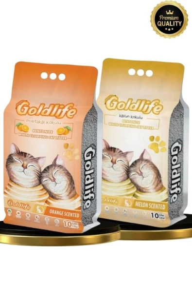 Gold Premium 2*10 Litre Kedi Kumu (Portakal 10 litre + Kavun 10 Litre Kedi Kumu) ürün görseli 1