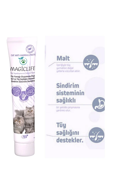 Magiclife Hairball Malt Paste 100gr Kediler Için Tüy Yumağı Önleyen Malt Paste ürün görseli 1