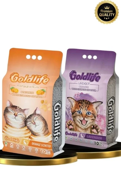 Gold Premium 2*10 Litre Kedi Kumu (Portakal 10 litre + Lavanta Kokulu 10 Litre Kedi Kumu) ürün görseli 1