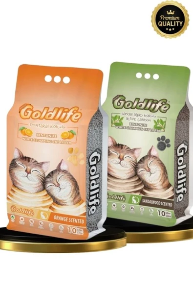 Gold Premium 2*10 Litre Kedi Kumu (Portakal 10 litre + Sandal Kokulu 10 Litre Kedi Kumu) ürün görseli 1