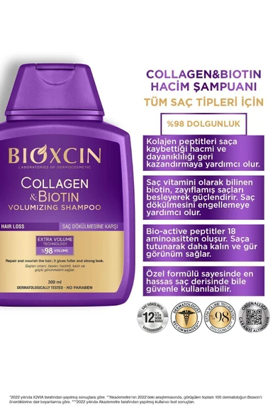 BİOXCİN COLLAGEN & BİOTİN ŞAMPUAN 300 ML - İKİNCİSİ %50 İNDİRİMLİ ürün görseli 1