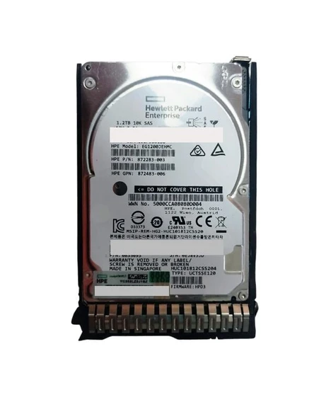 HPE 1.2TB 10K 12G SAS 2.5" Server Sunucu Harddisk EG1200JEHMC HUC101812CSS204 872283-003 872483-006 0B33093 ürün görseli 1