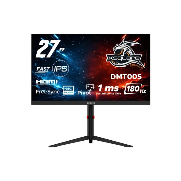 Dexim 27'' 180Hz 1Ms (HDMI+DP) FreeSync Adaptive Sync Full HD Fast IPS Pivot Gaming Monitör - DMT005 ürün görseli 1