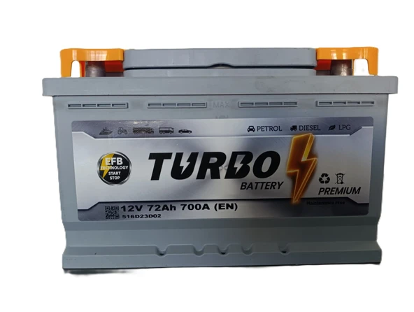 TURBO 72 AH. 700A (EN) START-STOP EFB. (PETLAS GARANTİSİ ALTINDA) (ÜRETİM TARİHİ: 2025) ürün görseli 1