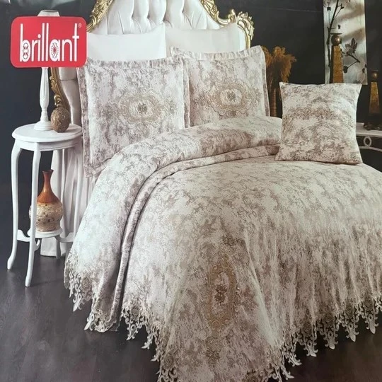 BRİLLANT 43195 BERİKA FRANSIZ DANTELLİ PİKE TAKIMI 4 PRÇ Bej ürün görseli 1