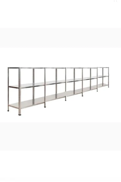 43x465x200 3 Katlı 5 Li Bitişik Galvaniz Çelik Raf Arşiv Depo Kiler Rafı ürün görseli 1