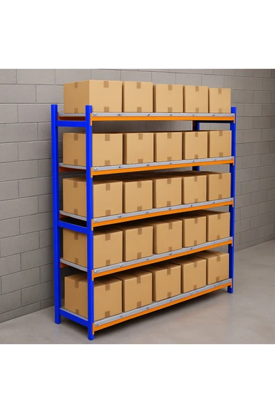 5 Katlı Depo Rafı 60x90x200 Cm Hafif Rack Raf 300-350 Kg Taşıma Kapasiteli ürün görseli 1