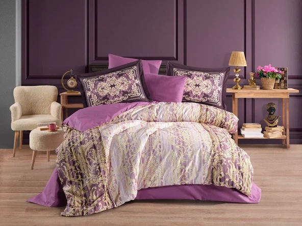 Hobby Çift Kişilik Poplin Nevresim Alandra Mürdüm ürün görseli 1