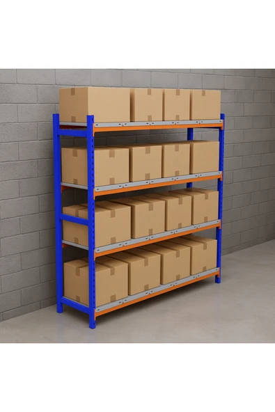 4 Katlı Depo Rafı 60x90x200 Cm Hafif Rack Raf 300-350 Kg Taşıma Kapasiteli ürün görseli 1