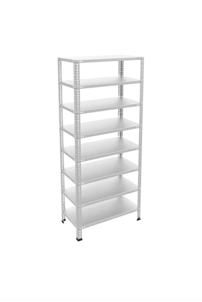 8 Katlı Galvaniz Çelik Raf - Depo, Arşiv, Kiler, Dosya, Market Rafı 31x93 Cm-250 Cm-0.70 Mm ürün görseli 1