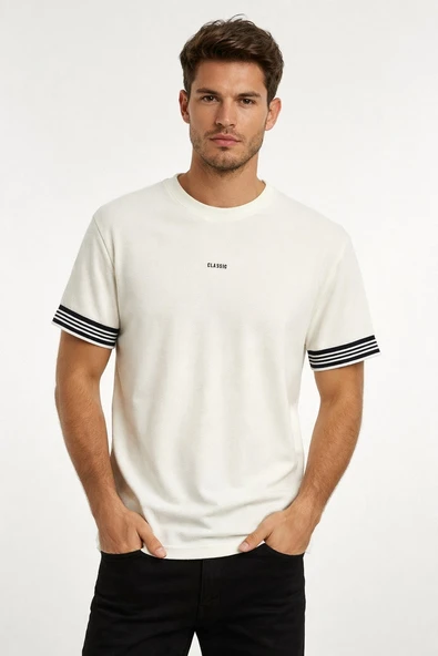 Cazador Erkek T-shirt Dokuma Kısa Kol 44710 Ekru ürün görseli 1