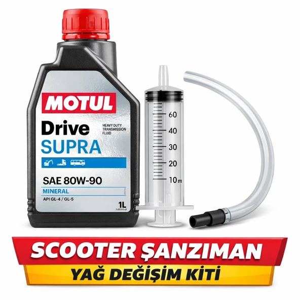 Motul 80W90 Scooter Şanzıman Yağ Değişim Kiti (1L + Enjektör + Hortum) ürün görseli 1