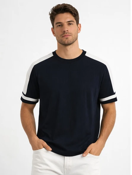 Cazador Triko Bisiklet Yaka T-shirt Erkek 34045 Lacivert ürün görseli 1