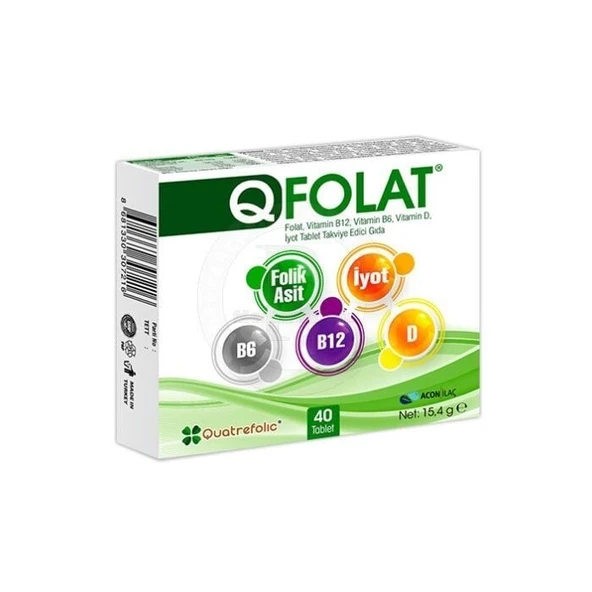 QFolat Vitamin B12 B6 D İyot 40 Tablet ürün görseli 1