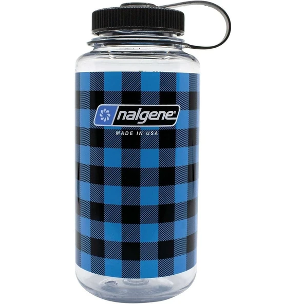 Nalgene 32oz Wide Mouth Blue Plaid Tritan Suluk ürün görseli 1