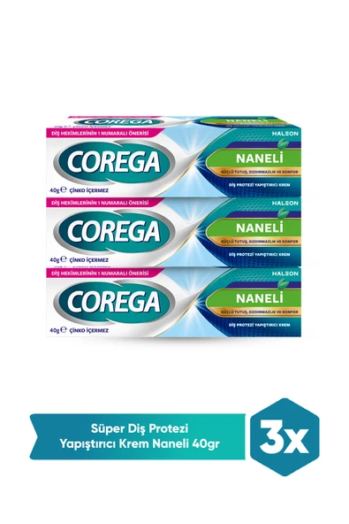 COREGA SÜPER PROTEZ YAPIŞTIRICI NANELİ KREM 40 GR 3 ADET ürün görseli 1