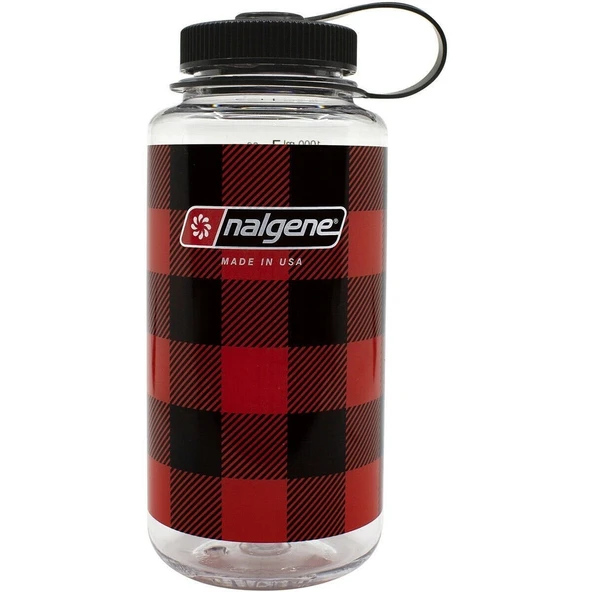 Nalgene 32oz Wide Mouth Red Plaid Tritan Suluk ürün görseli 1