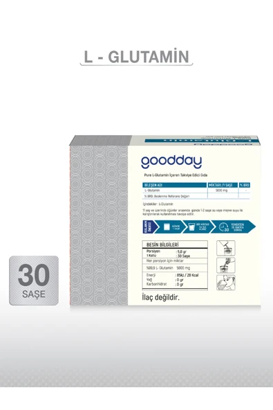 Goodday PURE L-GLUTAMIN 30 SAŞE - Resim 3