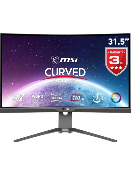 MSI 31.5" MAG 325CQRF QD 2560x1440 (WQHD) CURVE VA 170HZ 1MS Gaming Monitör ürün görseli 1