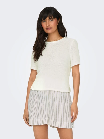 Only   ONLSUNNY S/S PULLOVER KNT NOOS Kadın Beyaz Kazak - 15254282 ürün görseli 1