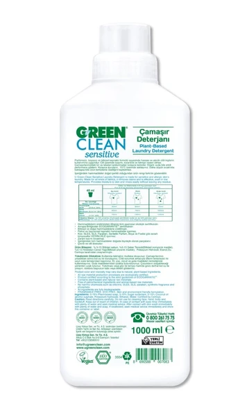 Sensitive Parfümsüz Bitkisel Çamaşır Deterjanı 1000 ml - Resim 2