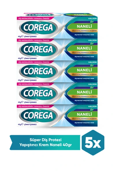 COREGA SÜPER PROTEZ YAPIŞTIRICI NANELİ KREM 40 GR 5 ADET ürün görseli 1