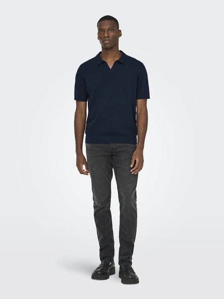 Only & Sons   ONSTHY LIFE REG SS RESORT KNIT Erkek Mavi Kazak - 22036550 ürün görseli 1