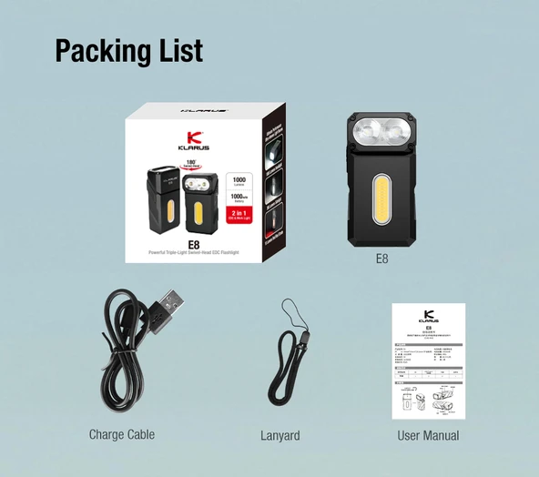 KLARUS E8 Triple-Light EDC El Feneri 1000 lümen - Resim 2