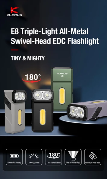 KLARUS E8 Triple-Light EDC El Feneri 1000 lümen - Resim 10