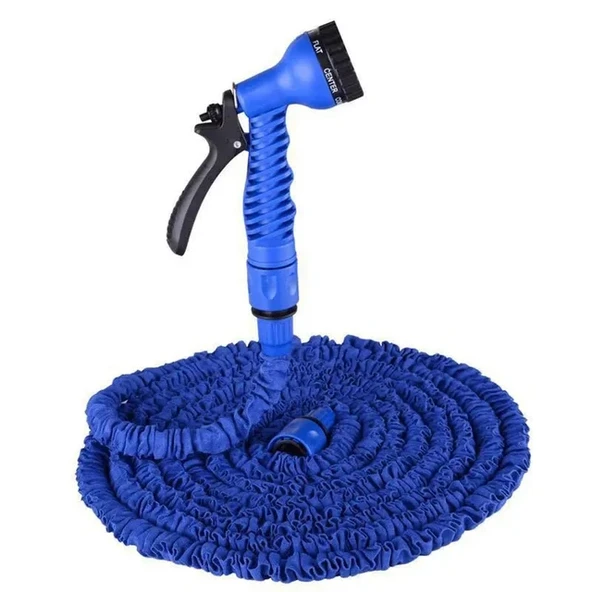 EtaShop 60 Metre Uzayan Bahçe Sulama Hortumu Seti 7 Fonksiyonlu Ayarlanabilir Su Tabancalı Sızdırmaz Esnek Hortum Mavi ürün görseli 1