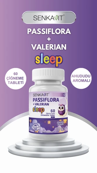Senkavit Sleep Passiflora ,Valerian Ahududu aromalı 60 Çiğneme Tableti ürün görseli 1