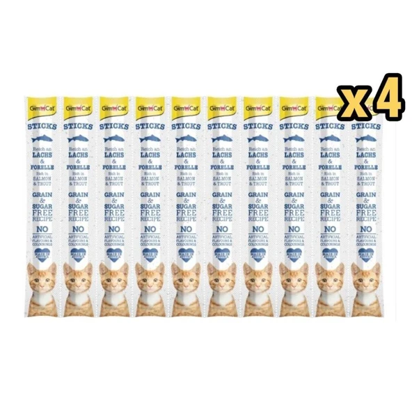 GimCat Sticks Somon & Alabalıklı Ödül Çubukları 50 gr 10'lu x 4 Adet ürün görseli 1