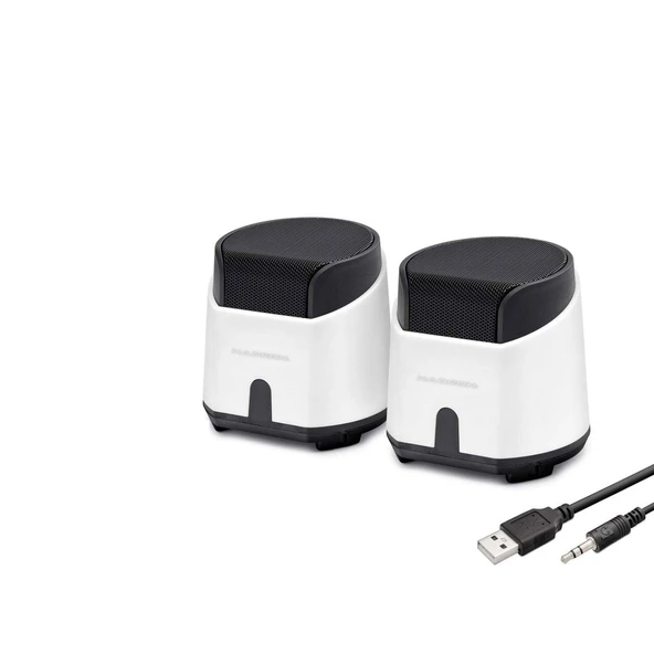 Masaüstü Hoparlör 1+1 USB + 3.5mm - Beyaz HD6024W ürün görseli 1